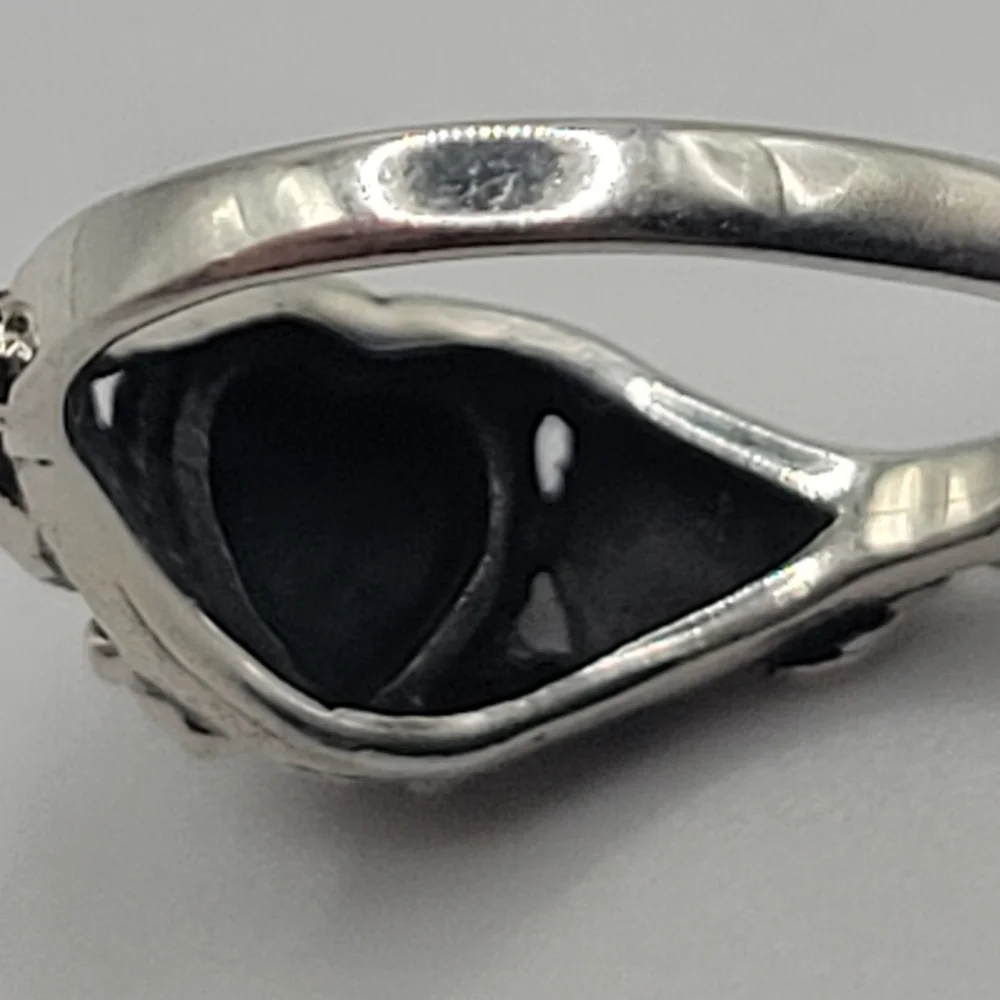 925 Sterling Silver Turquoise Heart Ring Floral Detail Size 5.75 Romantic